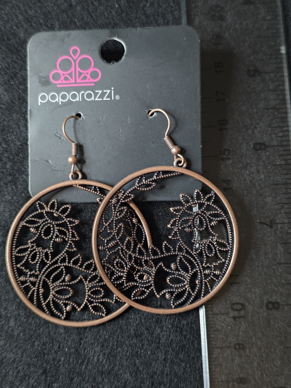 Paparazzi Rose Gold Floral Filigree Hoop Earrings - B44